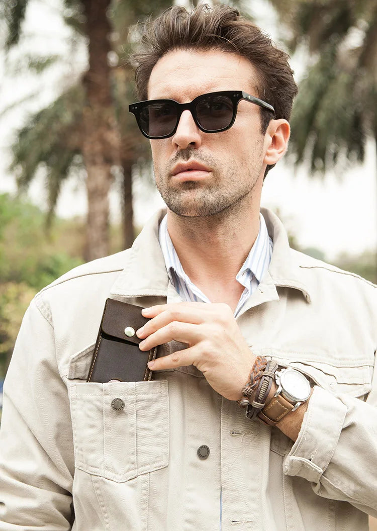 CONTACT'S Men's Credit Card Holder Wallet RFID Genuine Leather Hasp Card Case Man Casual Designer Mini Cards Aluminum Box Purse