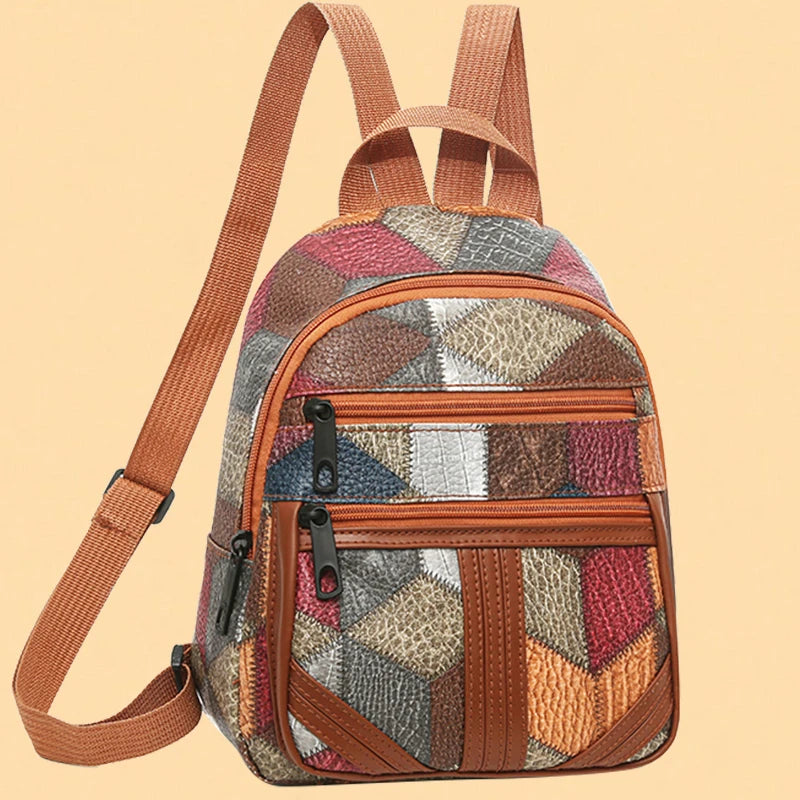Zaino Casual Patchwork Unisex - Borsa a Spalla Resistente per Viaggio