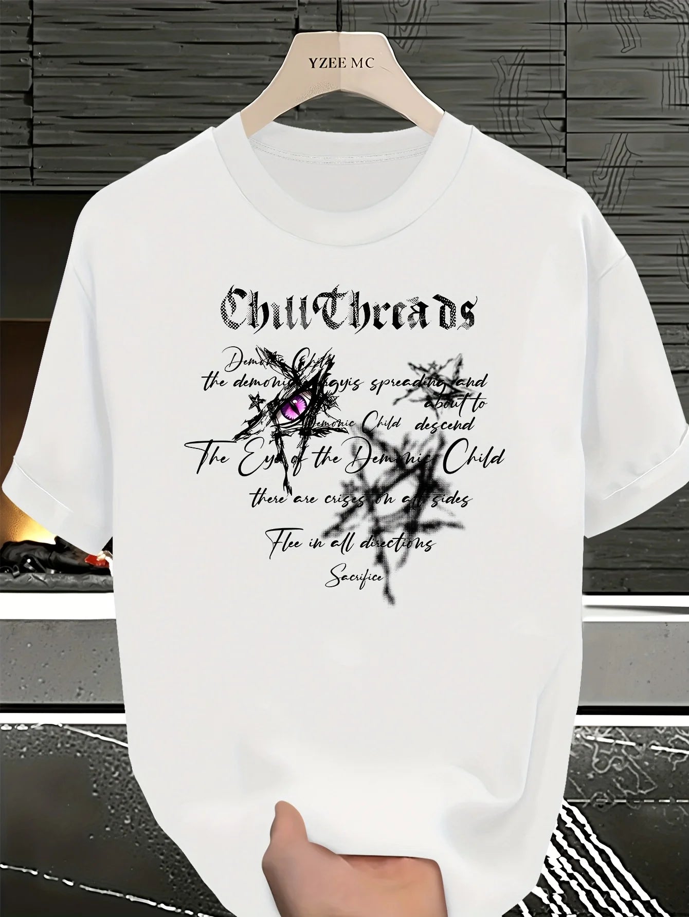 T-shirt Uomo 100% Cotone – Stampa "Eye of The Devil" Loose Fit Estiva