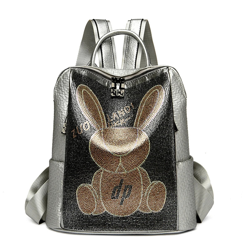 Zaino Donna Grande Capacità con Diamanti Cartoon - Borsa Scuola Fashion