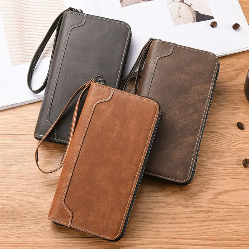 Portafoglio Clutch Uomo Vintage RFID - Porta Carte e Telefono in Pelle PU