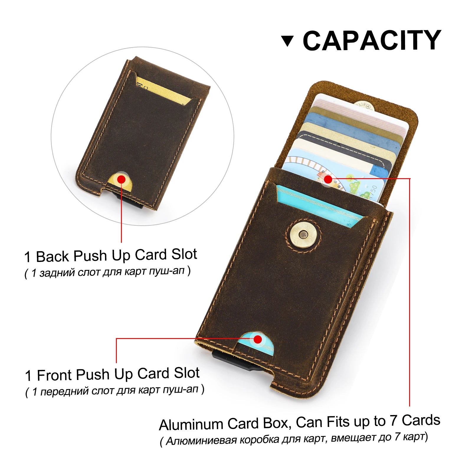CONTACT'S Men's Credit Card Holder Wallet RFID Genuine Leather Hasp Card Case Man Casual Designer Mini Cards Aluminum Box Purse