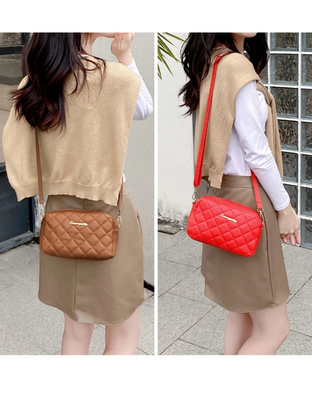 Borsetta a Tracolla Piccola con Nappa e Ricamo - Mini Bag Fashion con Catena