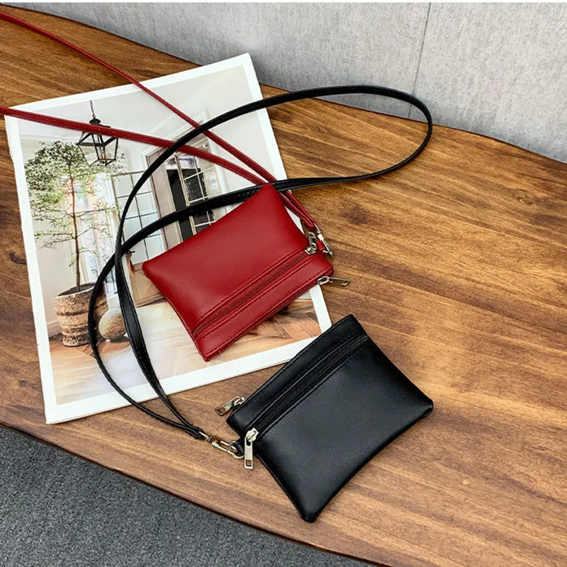 Mini Portamonete in Pelle PU - Portachiavi Compatto con Zip