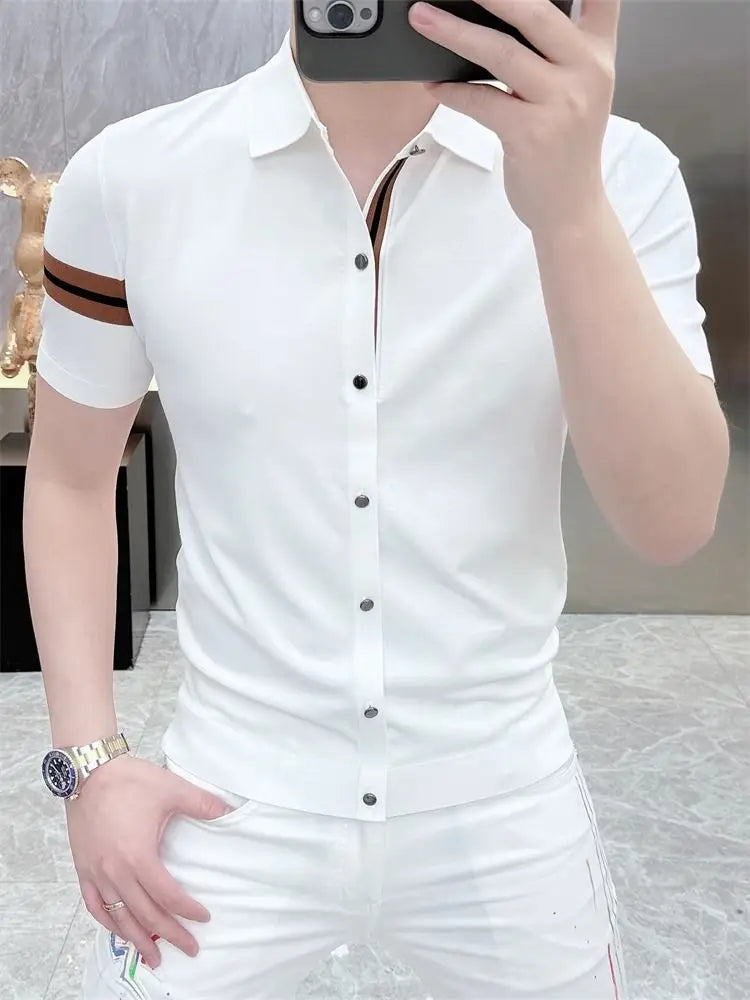 Camicia Uomo Slim Fit Business Casual – Manica Corta Elegante