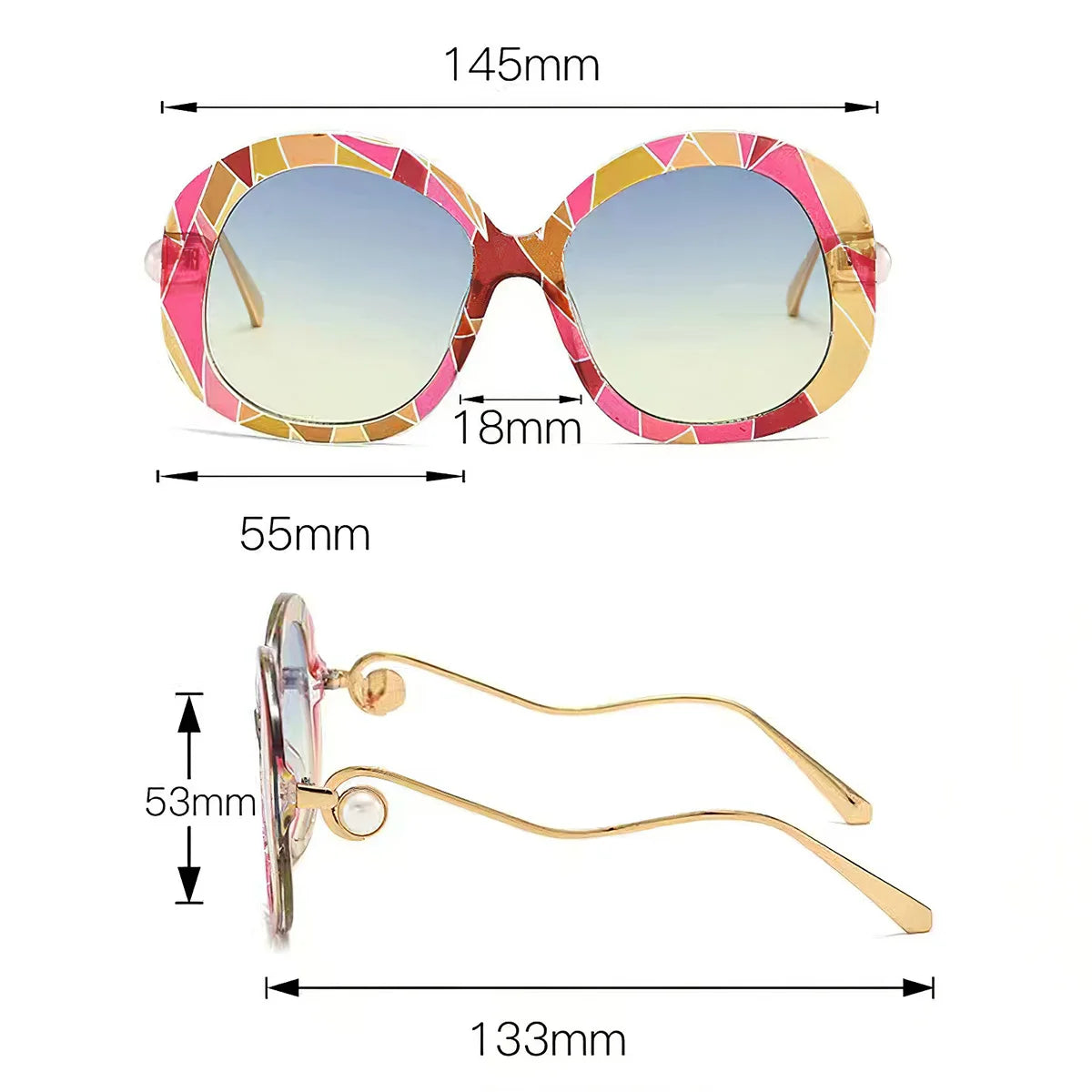 Vintage Sunglasses for Men Exquisite and Fashionable Sunglasses with Golden Frame and Pink Yellow Trim Womens Sunglasses