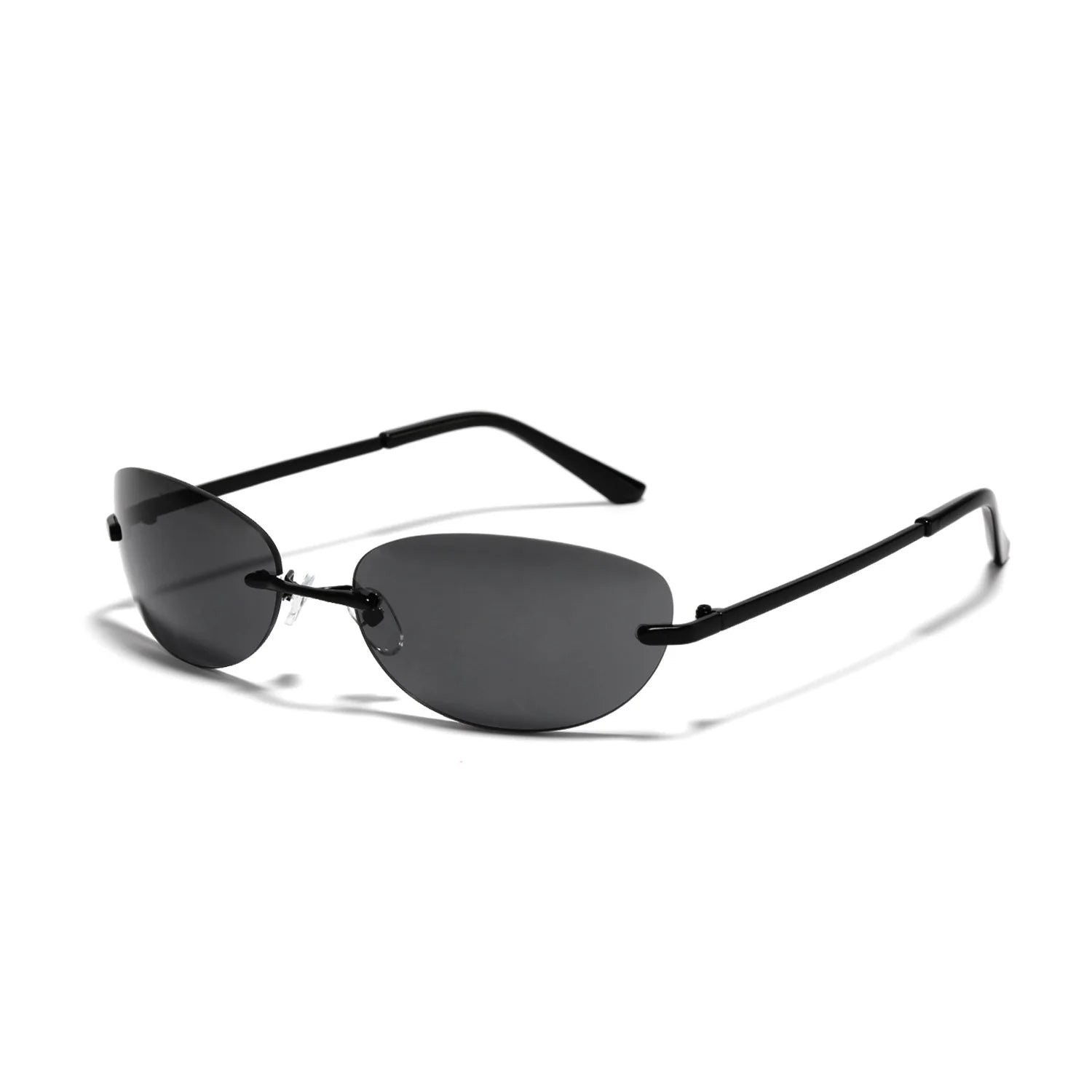 Ralferty Cool Rimless Cat Eye Sunglasses Women Men UV400 2025 Vintage Designer Steampunk Black Sun Glasses Male Retro Shades