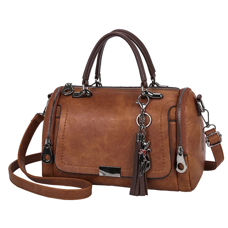 Borsa a Spalla Donna con Nappa - Crossbody Capiente con Zip