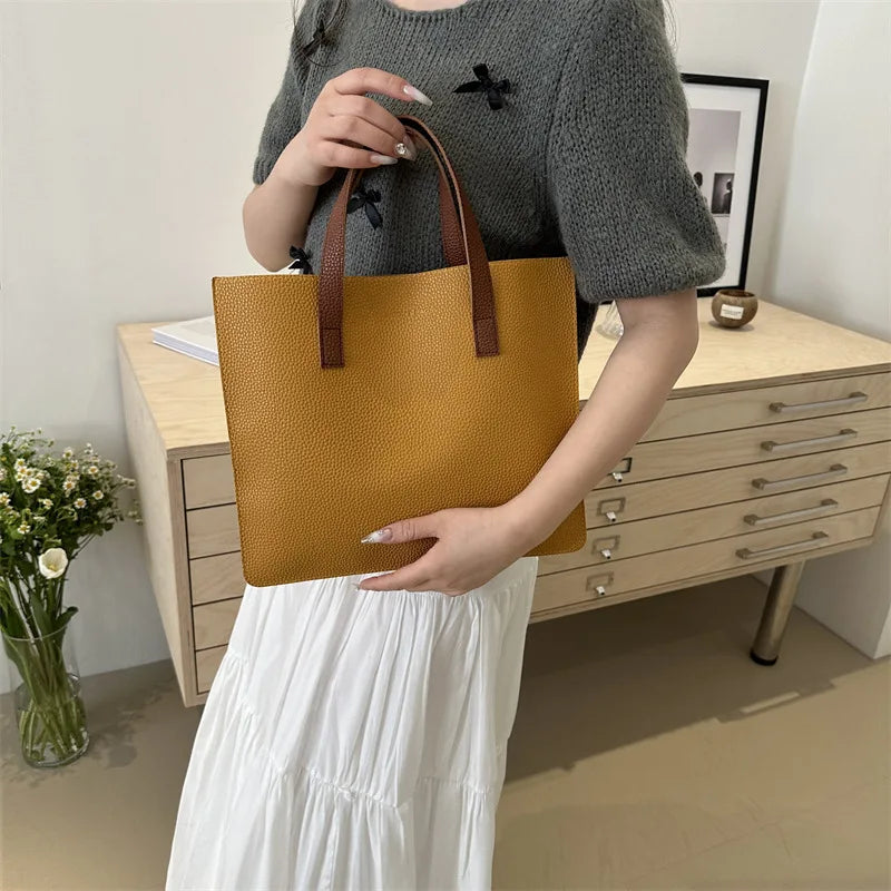 Borsa Tote Donna Retro - Shopper in Pelle PU Grande Capacità