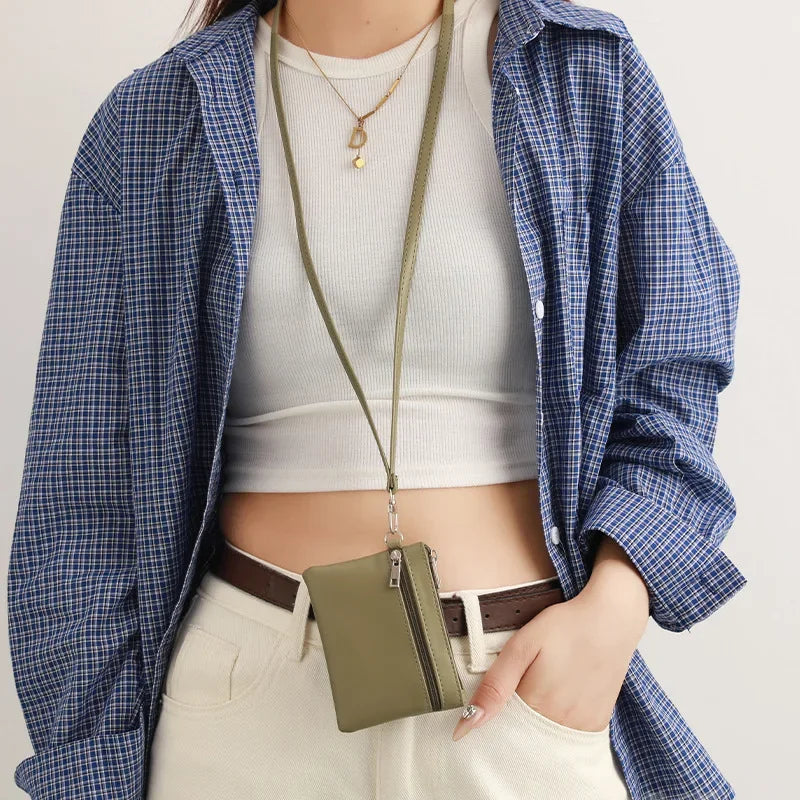 Mini Portamonete in Pelle PU - Portachiavi Compatto con Zip