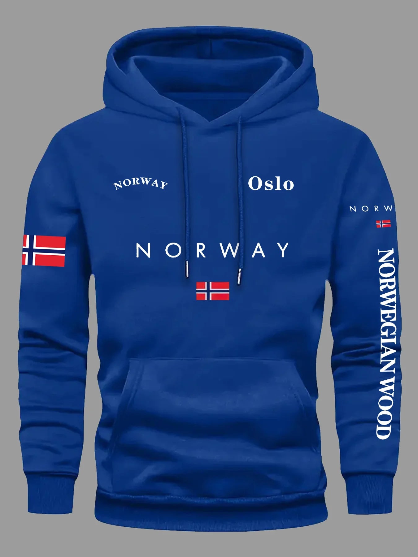 Giacca Sportiva con Cappuccio Unisex – Stampa Bandiera Norvegese Loose Fit