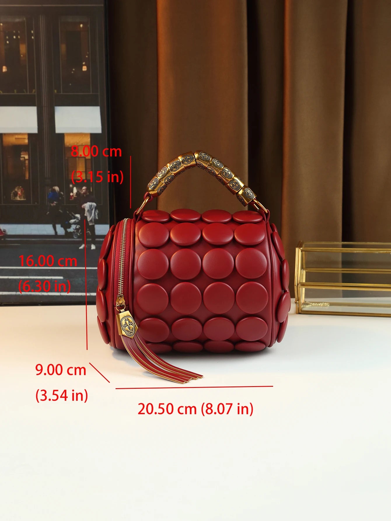 Borsa Cilindro Rotonda Vintage - Tracolla Donna Casual Fatta a Mano