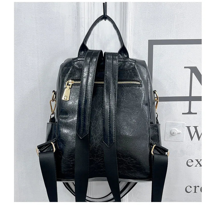 Zaino Donna Fashion con Paillettes - Borsa Scuola in Pelle Morbida per Viaggio