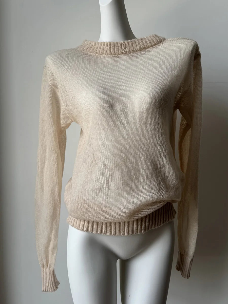 Maglione Elegante Donna Casual Moda Largo Pullover Traforato Colori Caramella