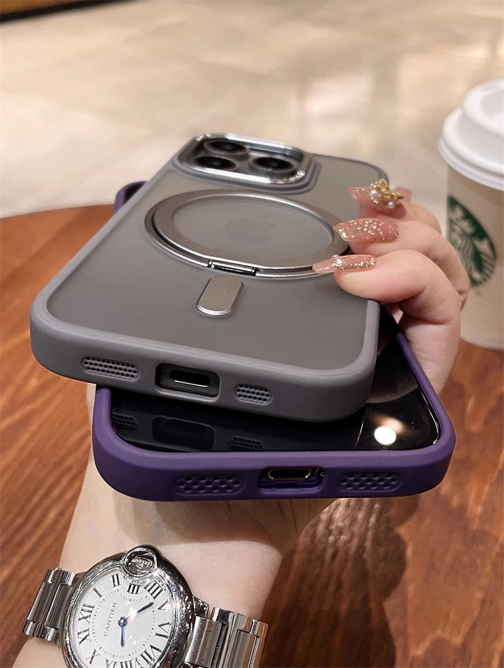 Luxury Rotate Holder Stand Magsafe Magnetic Matte Phone Case For iPhone 17 Air 12 13 14 15 16 Pro Max Protector On 15 Plus Cover