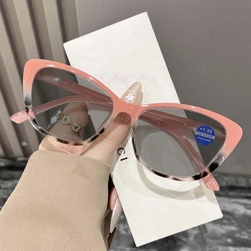 New Fashionable Personalized Color Blocked Cat Eye Women's Myopia Sunglasses Retro Neutral HD Luxury Versatile Sunscreen Glasses
