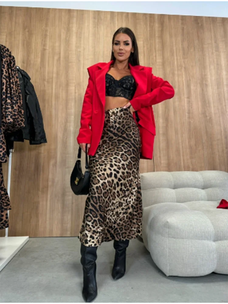 Gonna Lunga Leopardata a Vita Alta - Elegante Street Style