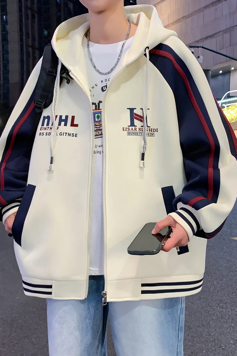 Felpa con Cappuccio Uomo Casual Moda Cardigan Giacca Comoda Primavera Autunno