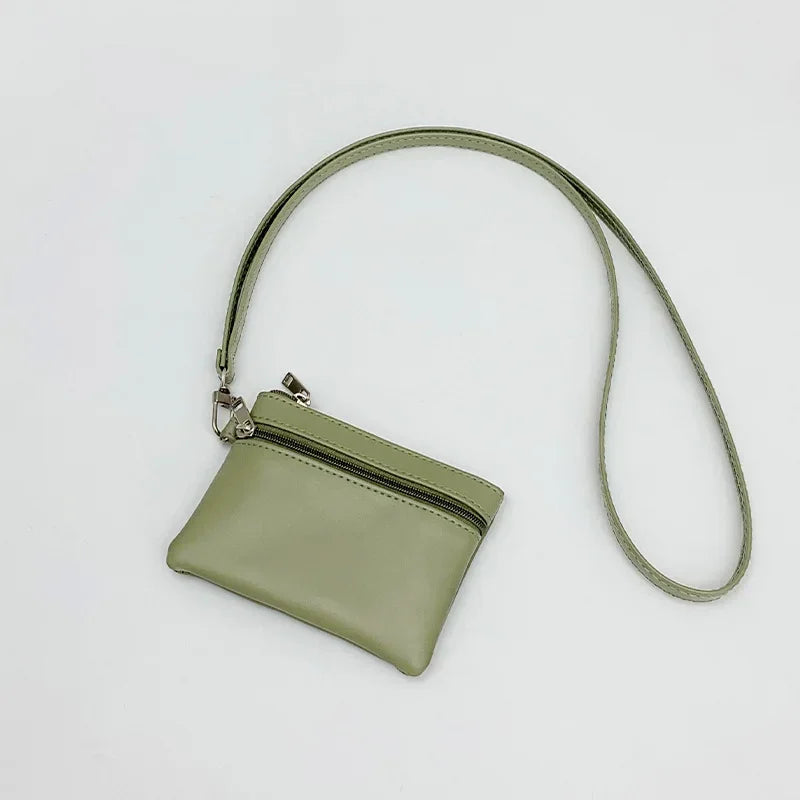 Mini Portamonete in Pelle PU - Portachiavi Compatto con Zip