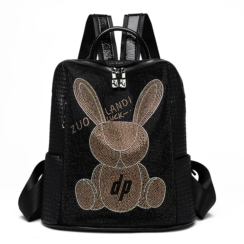 Zaino Donna Grande Capacità con Diamanti Cartoon - Borsa Scuola Fashion