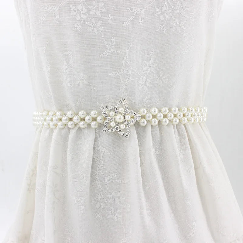Cintura Elastica Decorativa con Perle e Strass - Accessorio Fashion per Abiti e Vestiti
