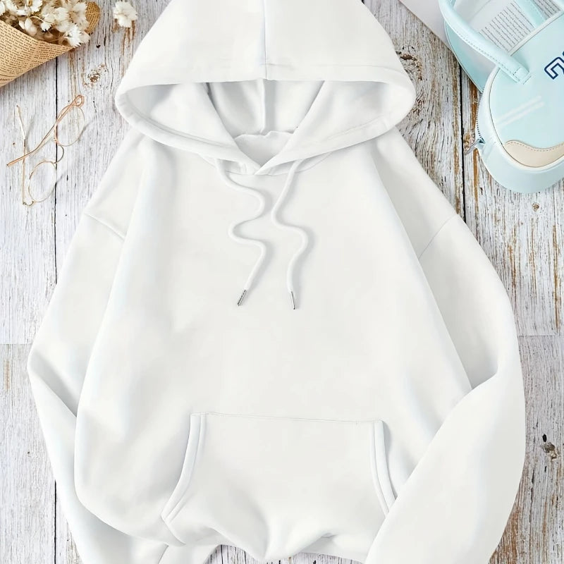 Felpa Donna con Cappuccio — Pullover Casual Tinta Unita