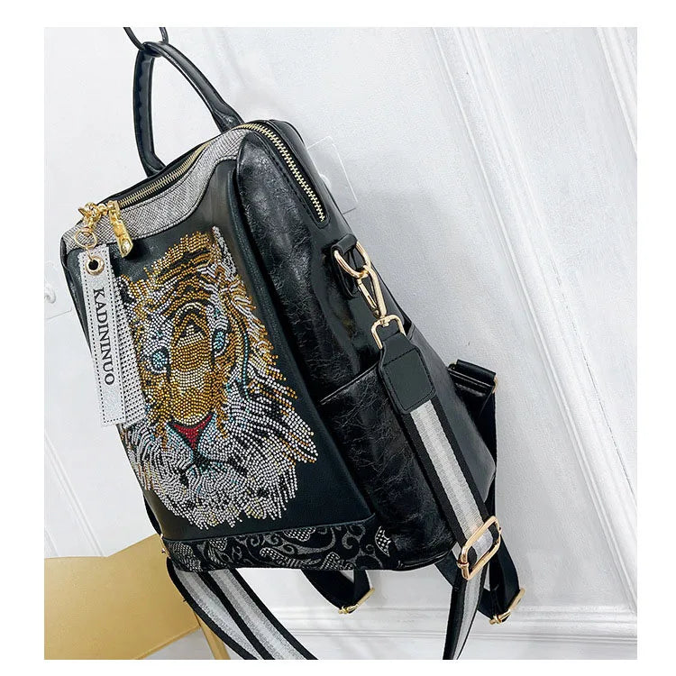 Zaino Donna Fashion con Paillettes - Borsa Scuola in Pelle Morbida per Viaggio