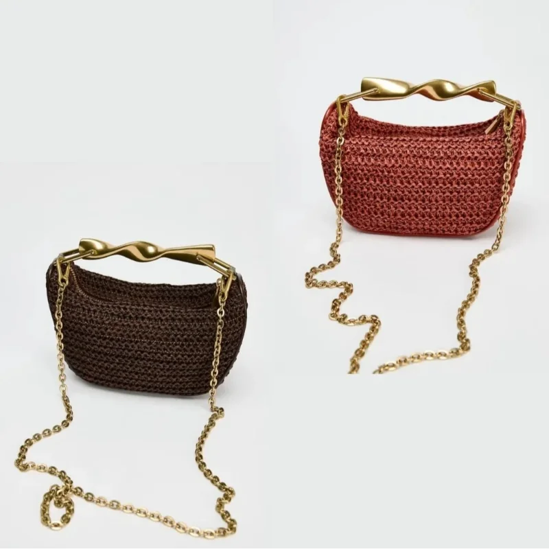 Borsa Cerimonia Intrecciata con Manico Oro - Clutch Elegante per Eventi