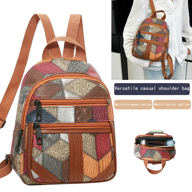 Zaino Casual Patchwork Unisex - Borsa a Spalla Resistente per Viaggio