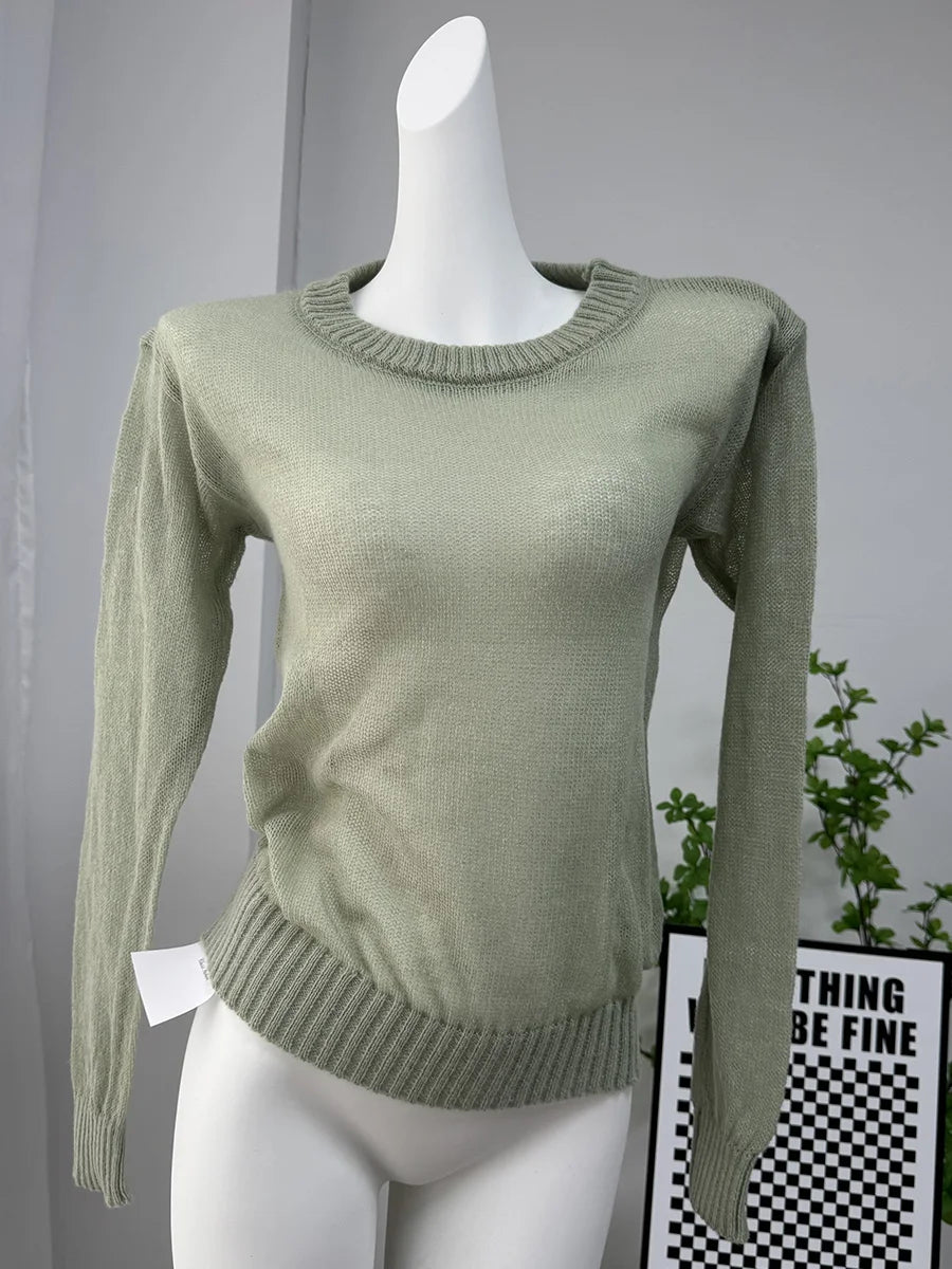 Maglione Elegante Donna Casual Moda Largo Pullover Traforato Colori Caramella
