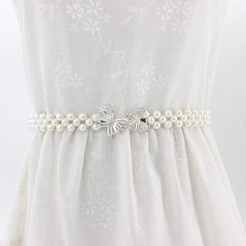 Cintura Elastica Decorativa con Perle e Strass - Accessorio Fashion per Abiti e Vestiti