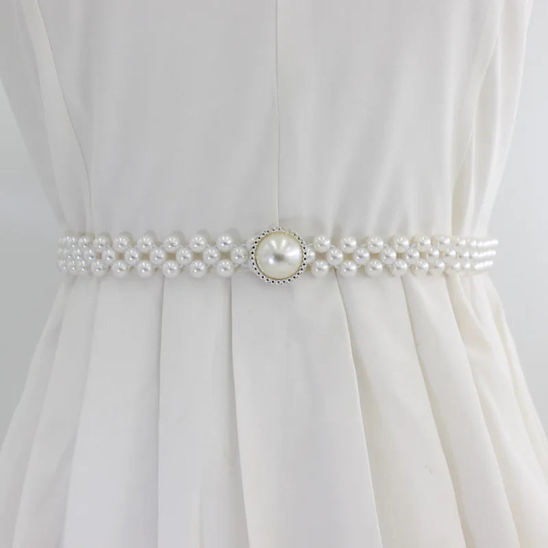 Cintura Elastica Decorativa con Perle e Strass - Accessorio Fashion per Abiti e Vestiti