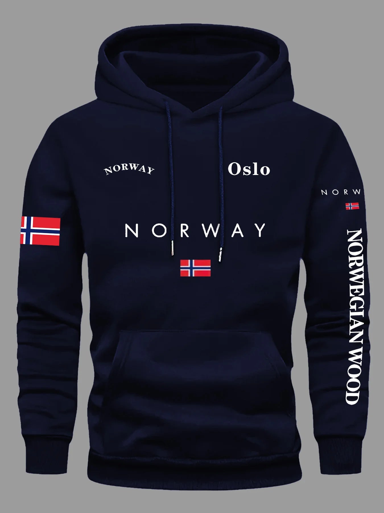 Giacca Sportiva con Cappuccio Unisex – Stampa Bandiera Norvegese Loose Fit