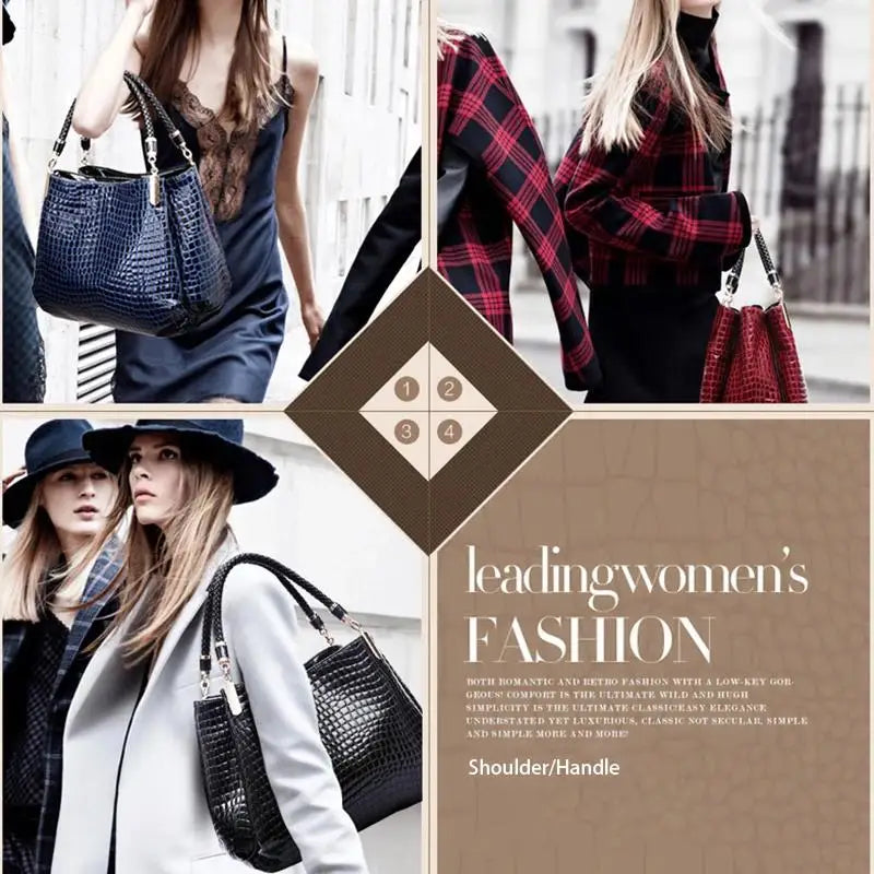 Borsa Tote Donna Capiente Effetto Coccodrillo - Shopping e Lavoro