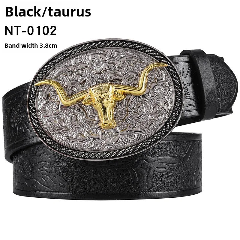 Cintura Western Vintage in Pelle PU - Fibbia con Lettera Classica e Decorazioni Floreali Retrò