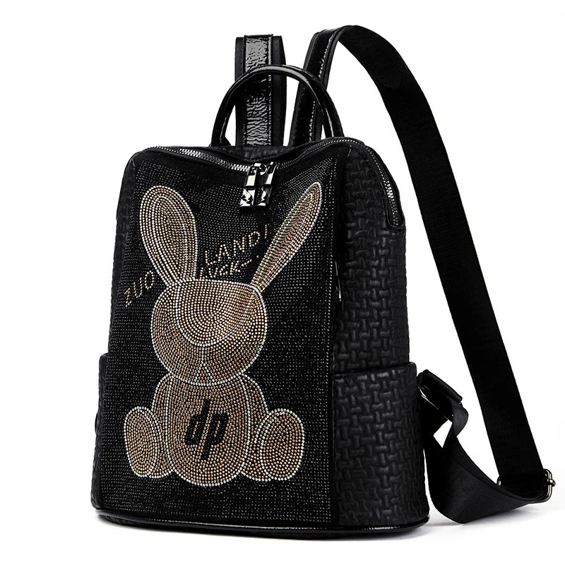 Zaino Donna Grande Capacità con Diamanti Cartoon - Borsa Scuola Fashion