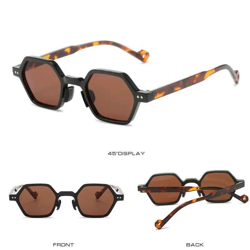Retro Small Frame Punk Sunglasses Women Men Brand Ins Polygon Sunglasses Fashion Hip Hop Eyewear Shades UV400 Protection Goggles