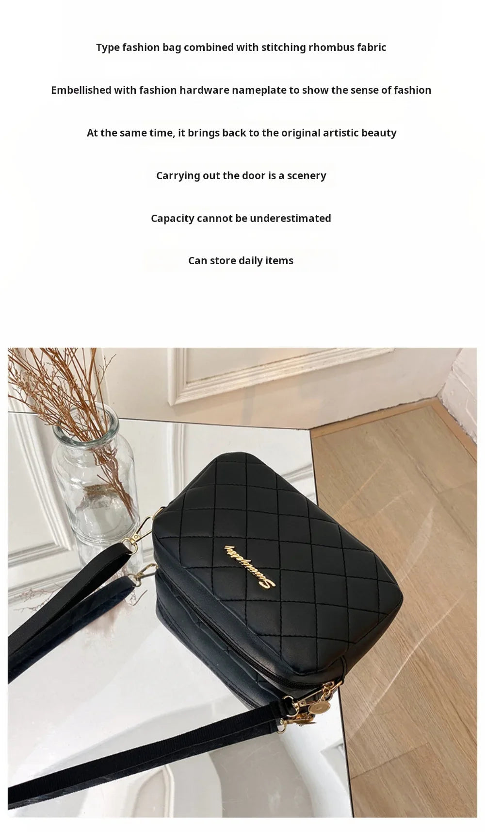 Borsetta a Tracolla Piccola con Nappa e Ricamo - Mini Bag Fashion con Catena