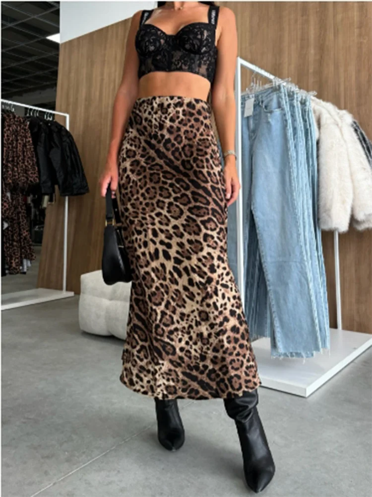 Gonna Lunga Leopardata a Vita Alta - Elegante Street Style