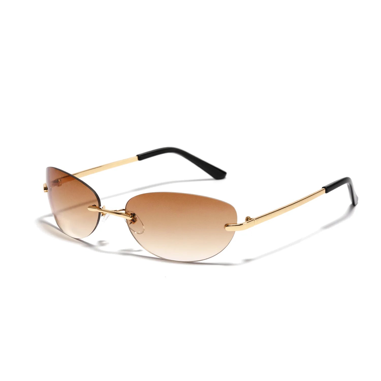 Ralferty Cool Rimless Cat Eye Sunglasses Women Men UV400 2025 Vintage Designer Steampunk Black Sun Glasses Male Retro Shades