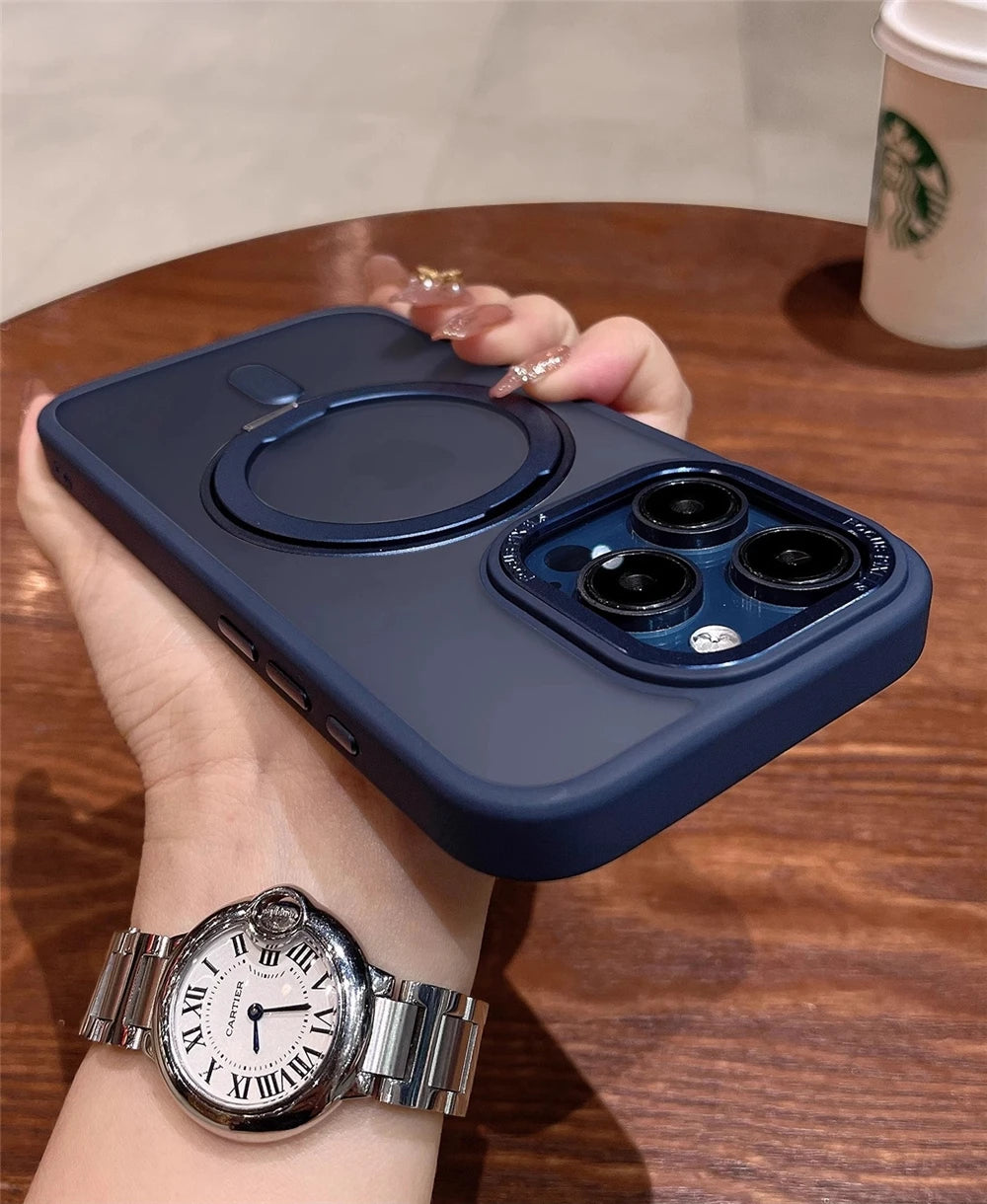 Luxury Rotate Holder Stand Magsafe Magnetic Matte Phone Case For iPhone 17 Air 12 13 14 15 16 Pro Max Protector On 15 Plus Cover