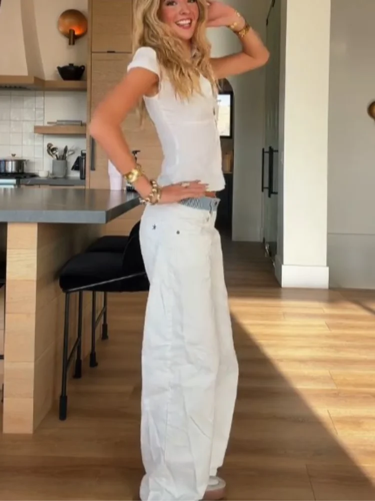 Wide Leg Jeans Donna | Pantaloni Casual High Street