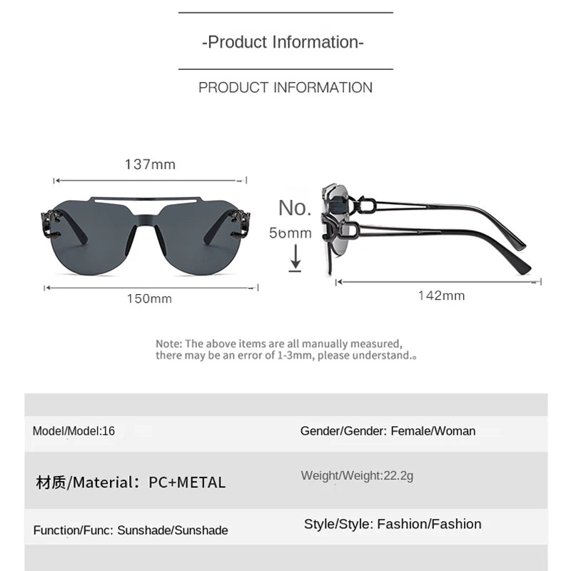 Rimless Pilot Metal Sunglasses Women Men Fashion Luxury Shades Outdoor Driving Sun Glasses Lady Man UV400 Protective Glasses