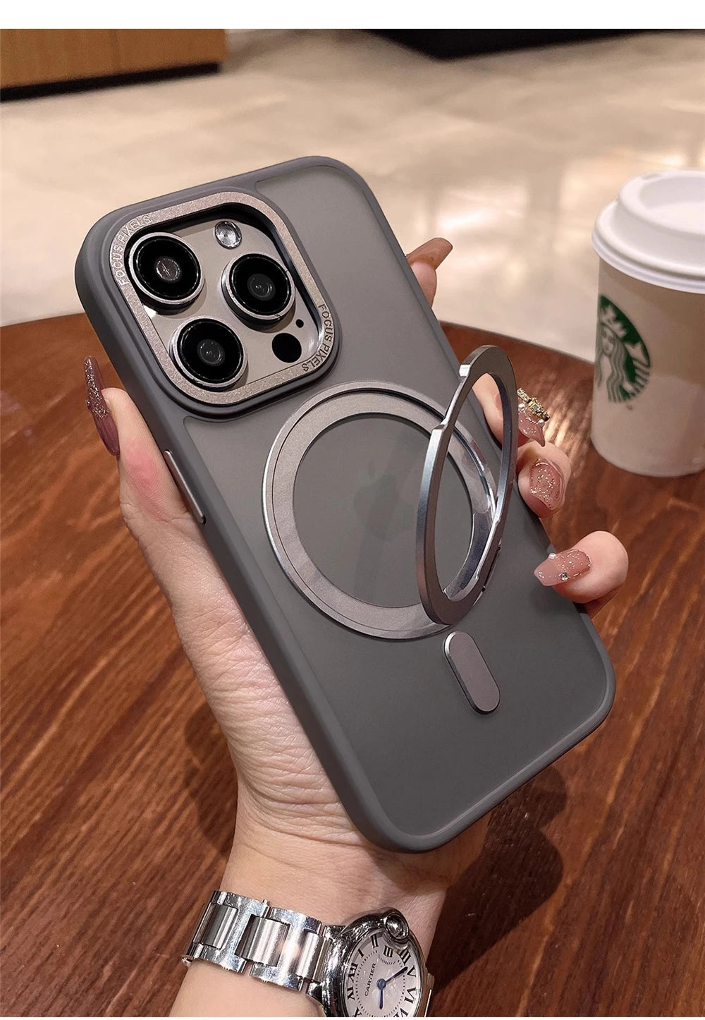 Luxury Rotate Holder Stand Magsafe Magnetic Matte Phone Case For iPhone 17 Air 12 13 14 15 16 Pro Max Protector On 15 Plus Cover