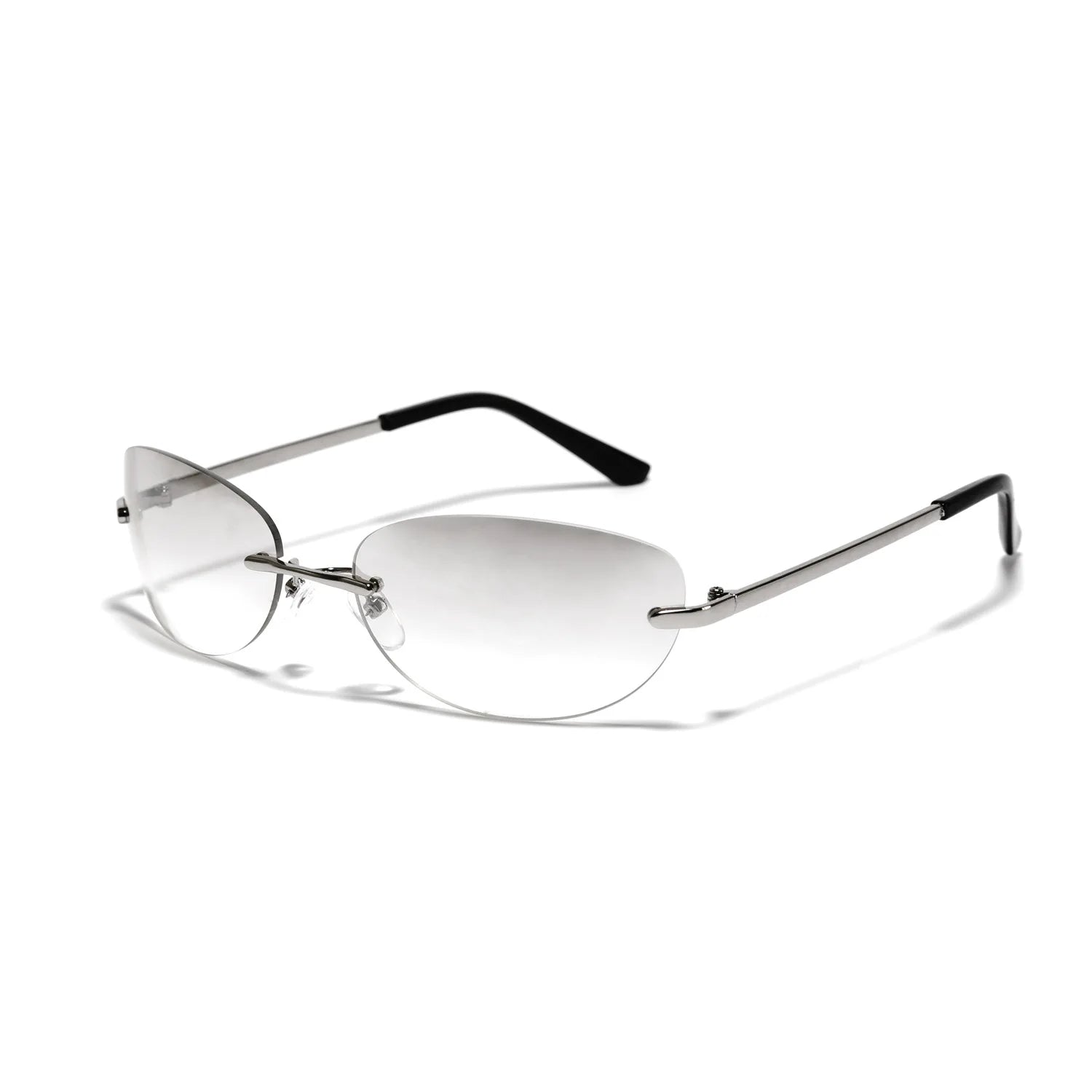 Ralferty Cool Rimless Cat Eye Sunglasses Women Men UV400 2025 Vintage Designer Steampunk Black Sun Glasses Male Retro Shades