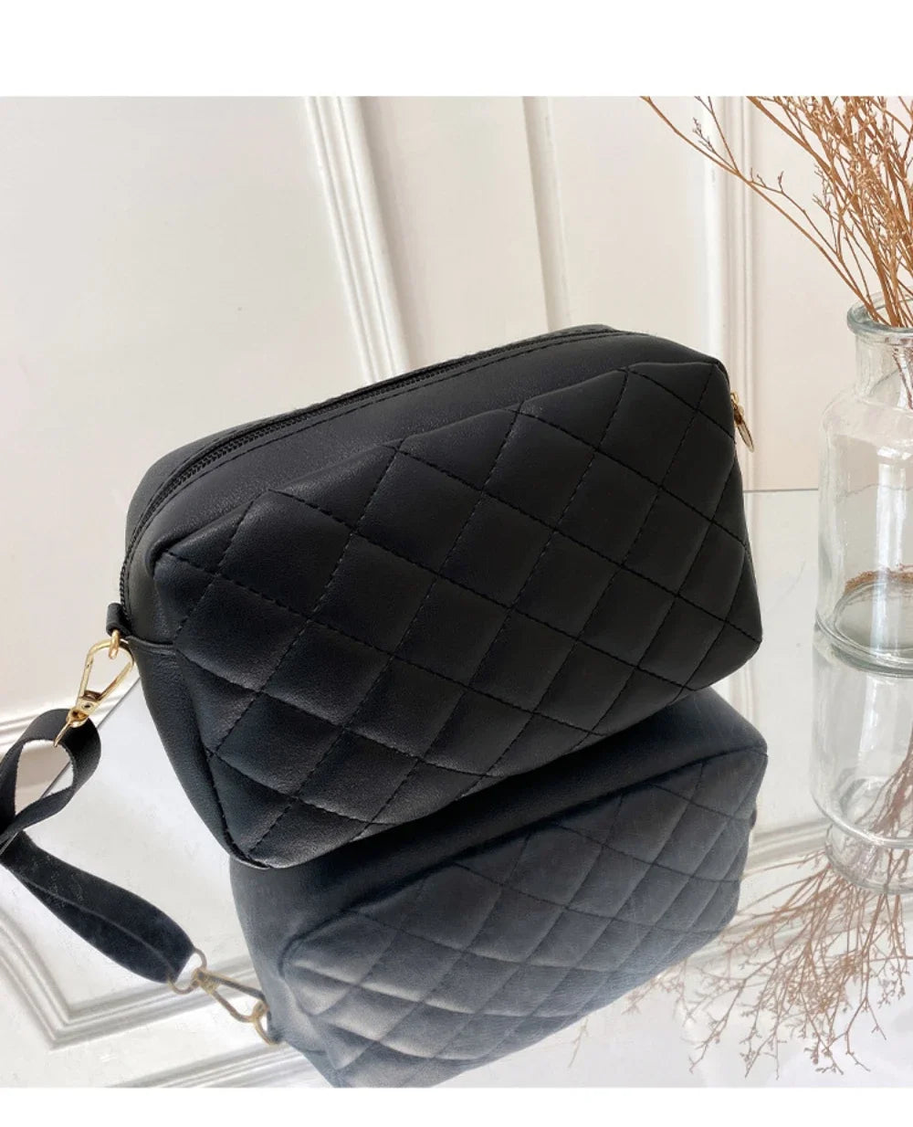 Borsetta a Tracolla Piccola con Nappa e Ricamo - Mini Bag Fashion con Catena