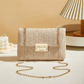 Borsa Paglia Intrecciata Donna - Tracolla Fashion con Chiusura a Lucchetto