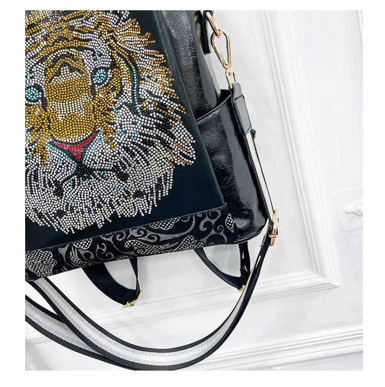 Zaino Donna Fashion con Paillettes - Borsa Scuola in Pelle Morbida per Viaggio