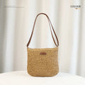 Borsa di Paglia Intrecciata da Spiaggia — Shopper Estiva Donna in Rafia