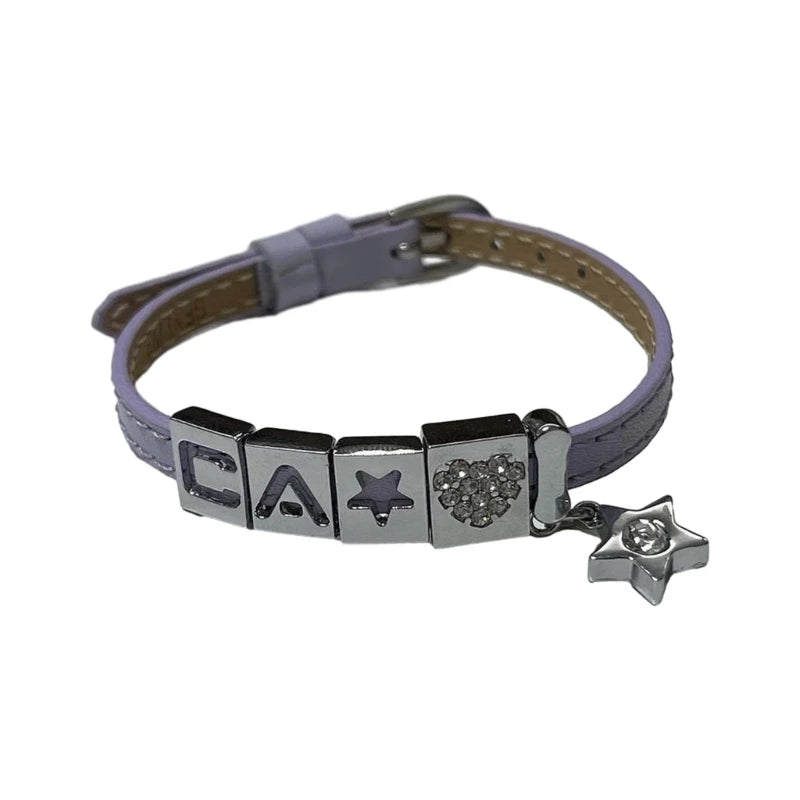 Punk Subculture Diamands Star Letter Wide Bracelets Simple Vintage Casual All-matched Accessories Vacation Jewelry